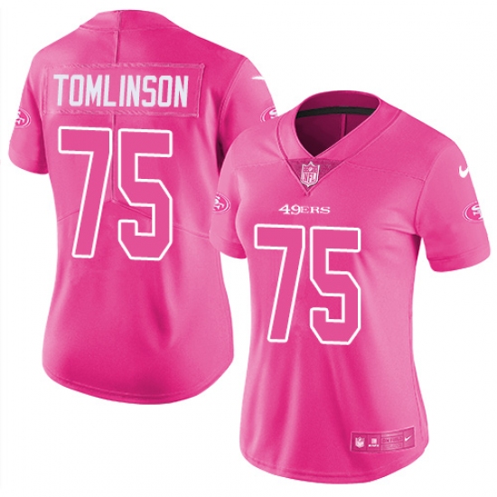Women's Nike San Francisco 49ers 75 Laken Tomlinson Limited Pink Rush Fashion NFL Jersey