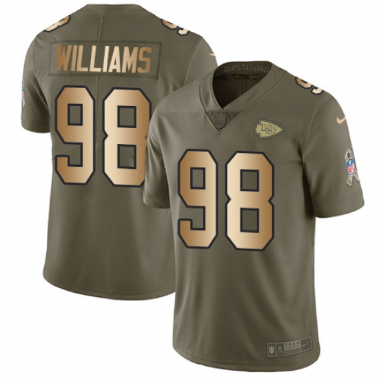 Men's Nike Kansas City Chiefs 98 Xavier Williams Limited Olive Gold 2017 Salute to Service NFL Jersey