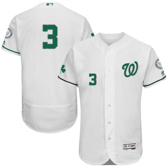 Men's Majestic Washington Nationals 3 Michael Taylor White Celtic Flexbase Authentic Collection MLB Jersey