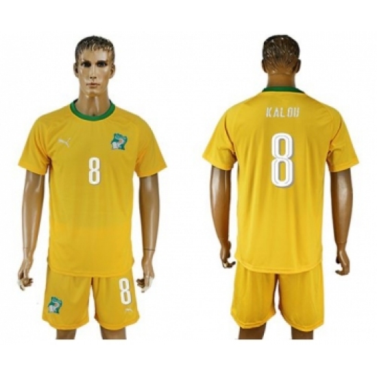 Cote d'lvoire 8 Kalou Home Soccer Country Jersey