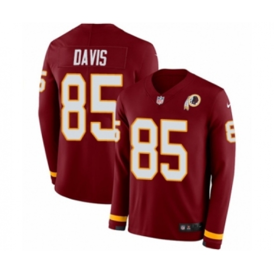 Youth Nike Washington Redskins 85 Vernon Davis Limited Burgundy Therma Long Sleeve NFL Jersey