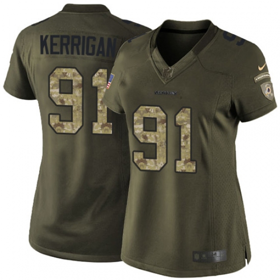 Women's Nike Washington Redskins 91 Ryan Kerrigan Elite Green Salute to Service NFL Jersey