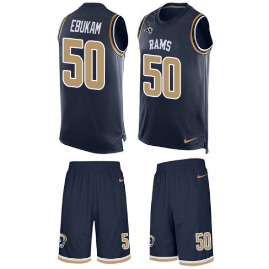 Men's Nike Los Angeles Rams 50 Samson Ebukam Limited Navy Blue Tank Top Suit NFL Jersey