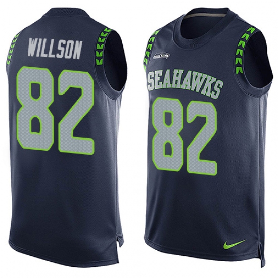 Men's Nike Seattle Seahawks 82 Luke Willson Limited Steel Blue Player Name & Number Tank Top NFL Jersey