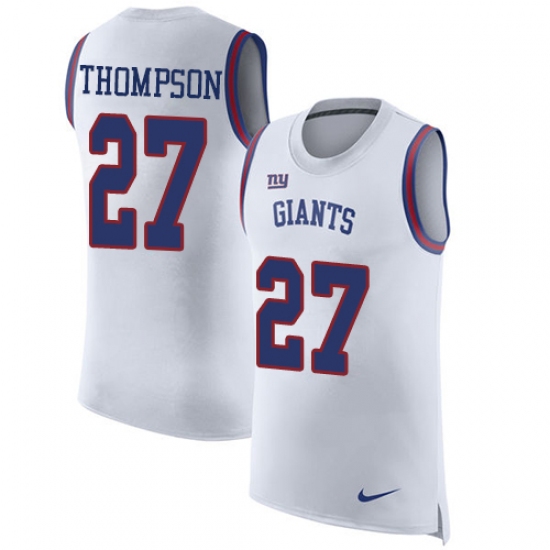 Men's Nike New York Giants 27 Darian Thompson Limited White Rush Player Name & Number Tank Top NFL Jersey