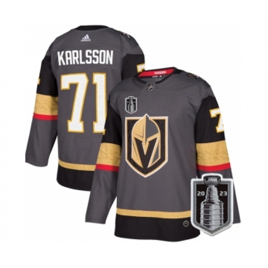 Men's Vegas Golden Knights 71 William Karlsson Gray 2023 Stanley Cup Final Stitched Jersey