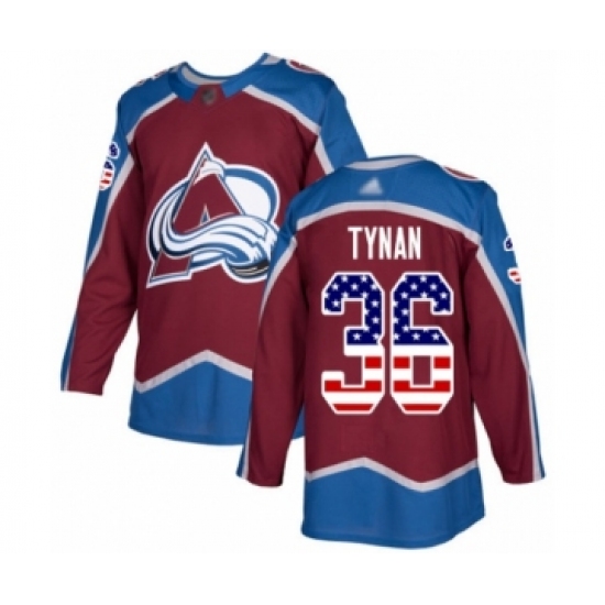 Men's Colorado Avalanche 36 T.J. Tynan Authentic Burgundy Red USA Flag Fashion Hockey Jersey