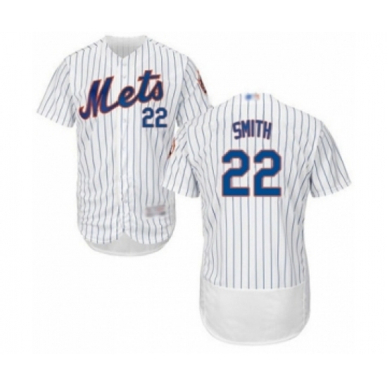 Men's New York Mets 22 Dominic Smith White Home Flex Base Authentic Collection Baseball Player Jersey