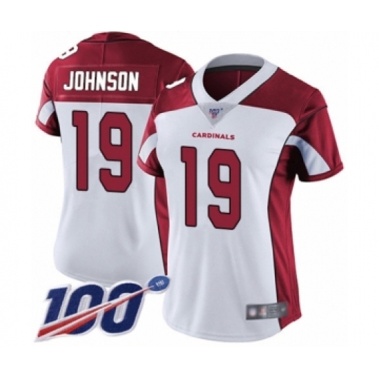 Women's Arizona Cardinals 19 KeeSean Johnson White Vapor Untouchable Limited Player 100th Season Football Jersey