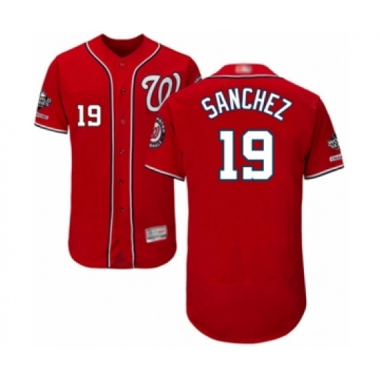 Men's Washington Nationals 19 Anibal Sanchez Red Alternate Flex Base Authentic Collection 2019 World Series Champions Baseball Jersey