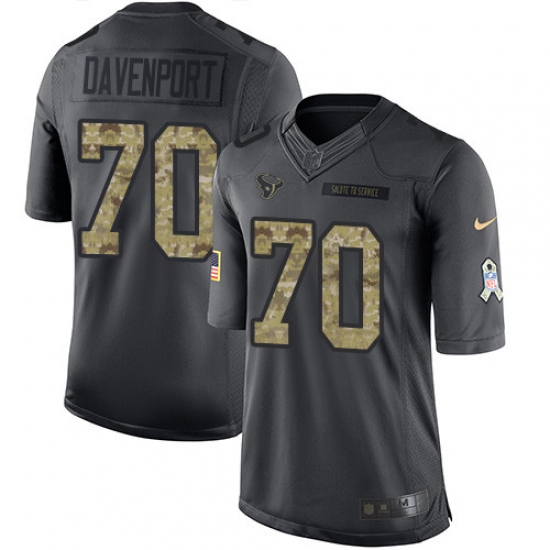 Youth Nike Houston Texans 70 Julien Davenport Limited Black 2016 Salute to Service NFL Jersey