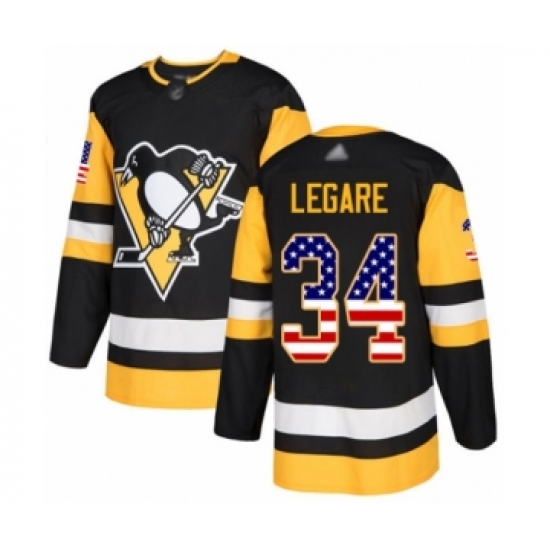 Men's Pittsburgh Penguins 34 Nathan Legare Authentic Black USA Flag Fashion Hockey Jersey