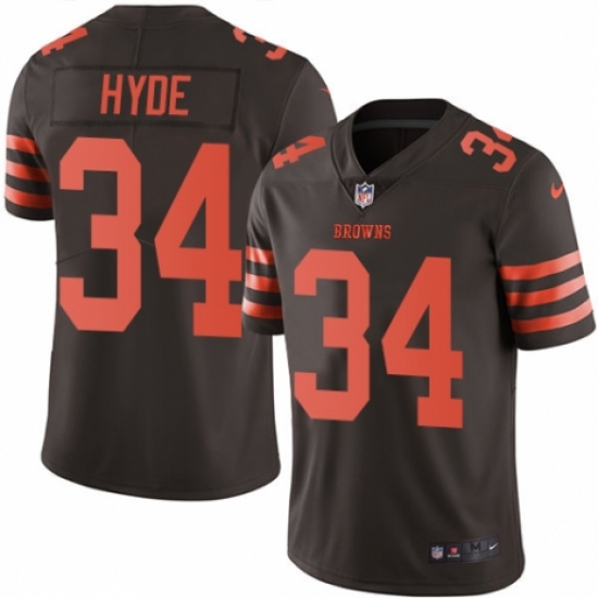 Youth Nike Cleveland Browns 34 Carlos Hyde Limited Brown Rush Vapor Untouchable NFL Jersey