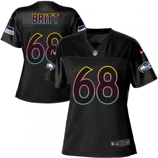 Women's Nike Seattle Seahawks 68 Justin Britt Game Black Team Color NFL Jersey