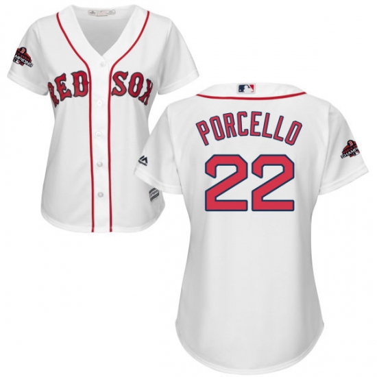 Women's Majestic Boston Red Sox 22 Rick Porcello Authentic White Home 2018 World Series Champions MLB Jersey