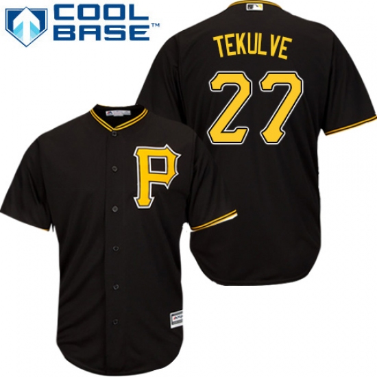 Men's Majestic Pittsburgh Pirates 27 Kent Tekulve Replica Black Alternate Cool Base MLB Jersey