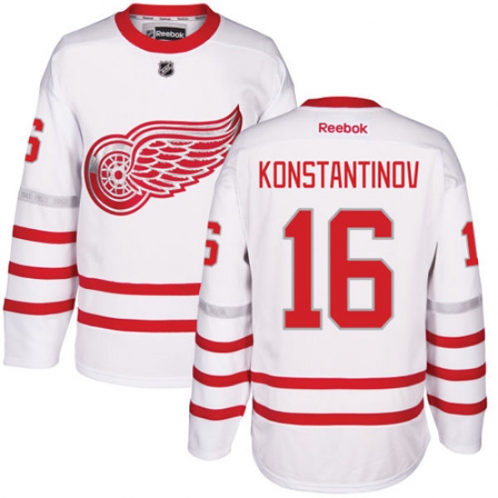 Men's Reebok Detroit Red Wings 16 Vladimir Konstantinov Authentic White 2017 Centennial Classic NHL Jersey