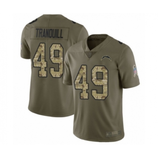 Men's Los Angeles Chargers 49 Drue Tranquill Limited Olive Camo 2017 Salute to Service Football Jersey
