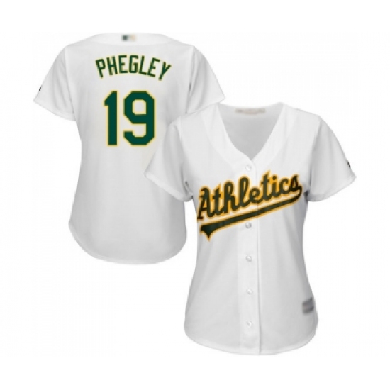 Women's Oakland Athletics 19 Josh Phegley Replica White Home Cool Base Baseball Jersey