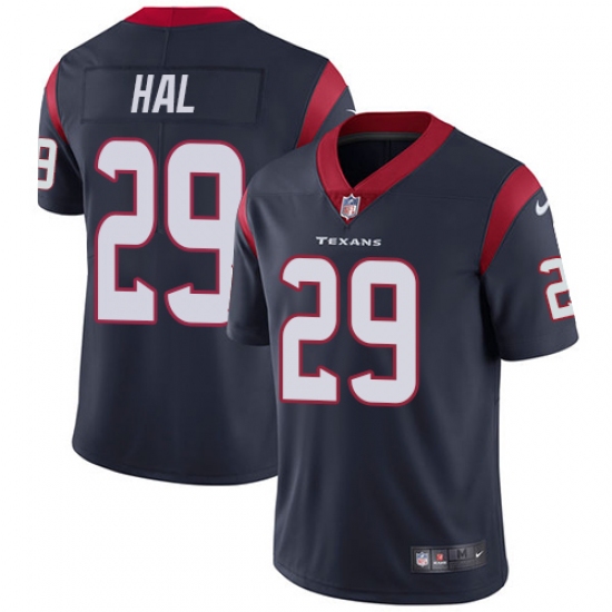 Youth Nike Houston Texans 29 Andre Hal Elite Navy Blue Team Color NFL Jersey