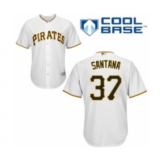 Youth Pittsburgh Pirates 37 Edgar Santana Authentic White Home Cool Base Baseball Player Jersey