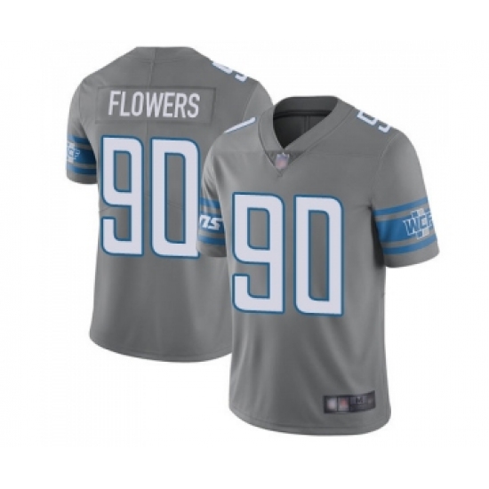 Men's Detroit Lions 90 Trey Flowers Limited Steel Rush Vapor Untouchable Football Jersey