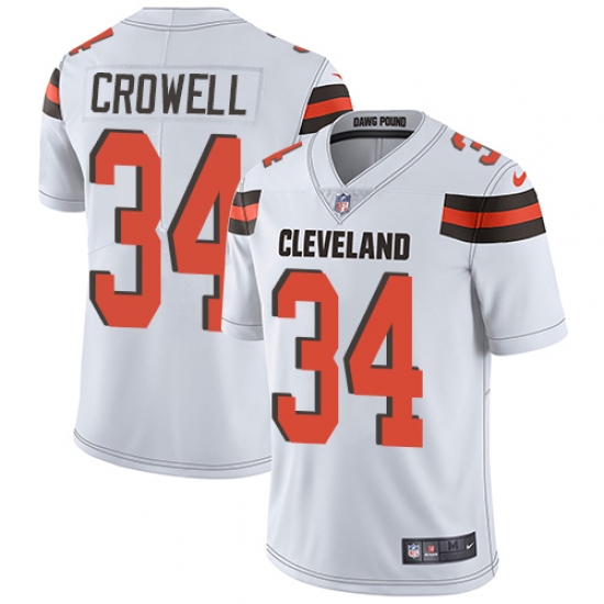 Men's Nike Cleveland Browns 34 Isaiah Crowell White Vapor Untouchable Limited Player NFL Jersey