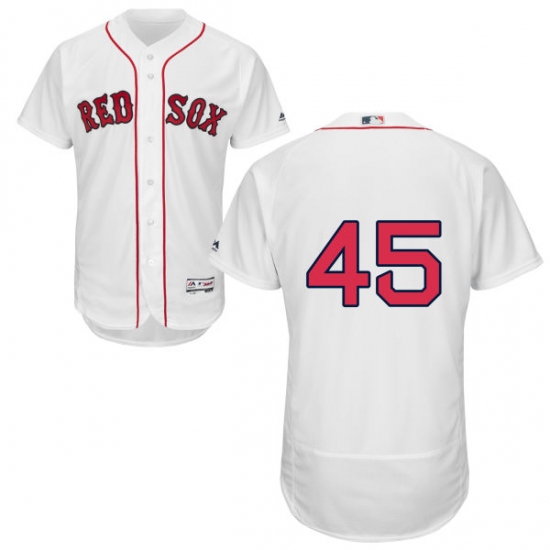 Men's Majestic Boston Red Sox 45 Pedro Martinez White Home Flex Base Authentic Collection MLB Jersey