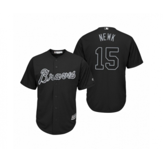 Women Atlanta Braves 15 Sean Newcomb Newk Black 2019 Players Weekend Replica Jersey