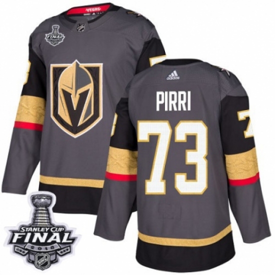 Men's Adidas Vegas Golden Knights 73 Brandon Pirri Premier Gray Home 2018 Stanley Cup Final NHL Jersey