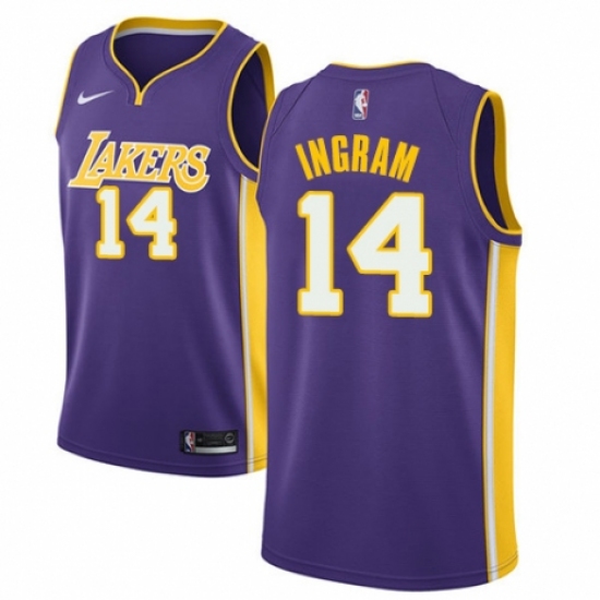 Men's Nike Los Angeles Lakers 14 Brandon Ingram Authentic Purple NBA Jersey - Icon Edition