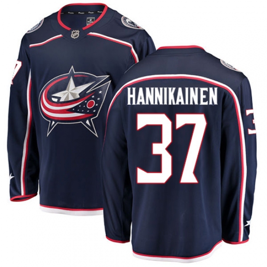 Youth Columbus Blue Jackets 37 Markus Hannikainen Fanatics Branded Navy Blue Home Breakaway NHL Jersey