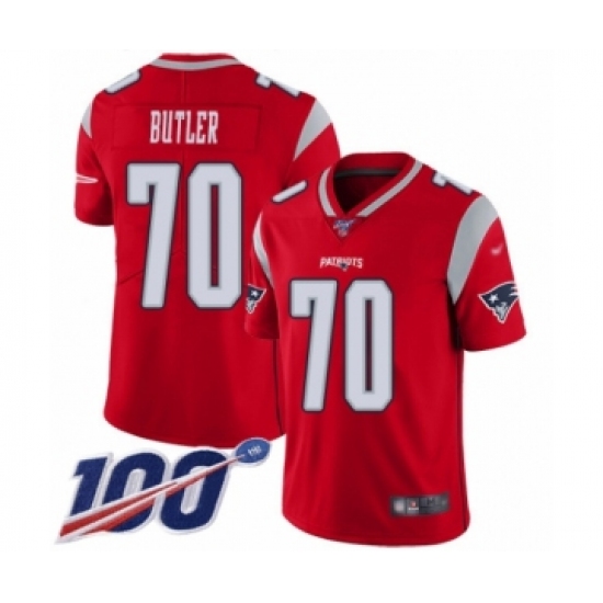 Men's New England Patriots 70 Adam Butler Limited Red Inverted Legend 100th Season Football Jersey