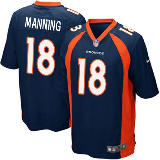 Men's Nike Denver Broncos 18 Peyton Manning Game Navy Blue Alternate NFL Jersey