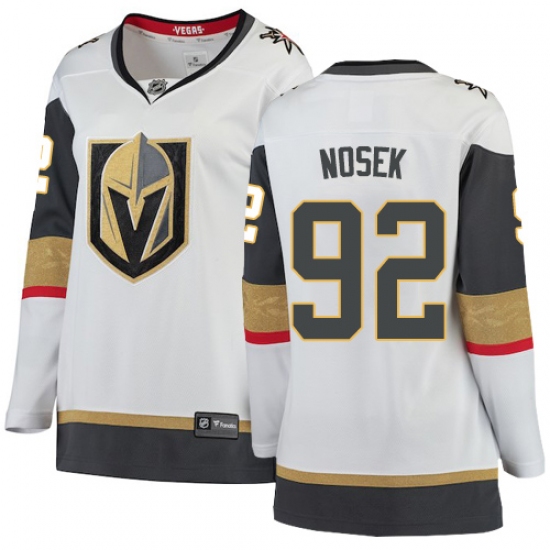 Women's Vegas Golden Knights 92 Tomas Nosek Authentic White Away Fanatics Branded Breakaway NHL JerseyWomen's Vegas Golden Knights 92 Tomas Nosek Authent