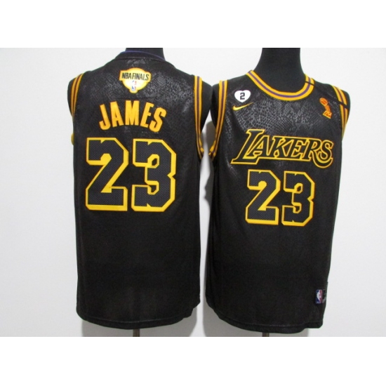 Men's Los Angeles Lakers 23 LeBron James Nike Black Champions Jersey