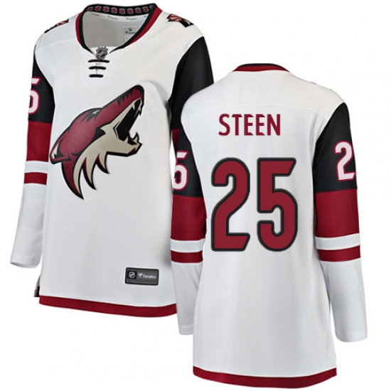 Women's Arizona Coyotes 25 Thomas Steen Authentic White Away Fanatics Branded Breakaway NHL Jersey