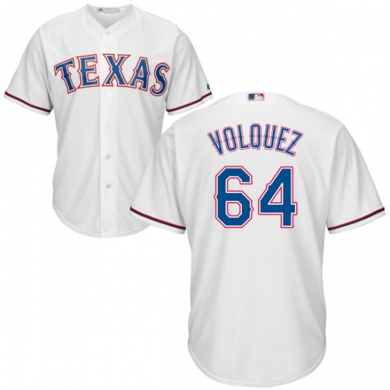 Youth Majestic Texas Rangers 64 Edinson Volquez Authentic White Home Cool Base MLB Jersey