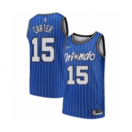 Men's Orlando Magic 15 Vince Carter Swingman Blue Hardwood Classics Basketball Jersey