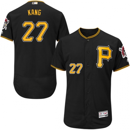 Men's Majestic Pittsburgh Pirates 27 Jung-ho Kang Black Alternate Flex Base Authentic Collection MLB Jersey