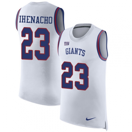 Men's Nike New York Giants 23 Duke Ihenacho Limited White Rush Player Name & Number Tank Top NFL Jersey