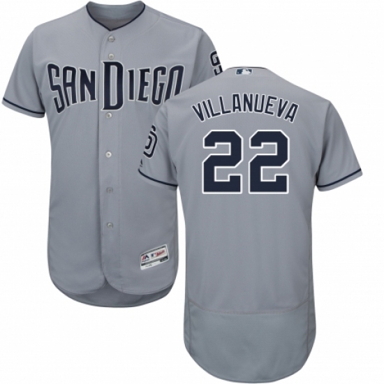 Men's Majestic San Diego Padres 22 Christian Villanueva Authentic Grey Road Cool Base MLB Jersey