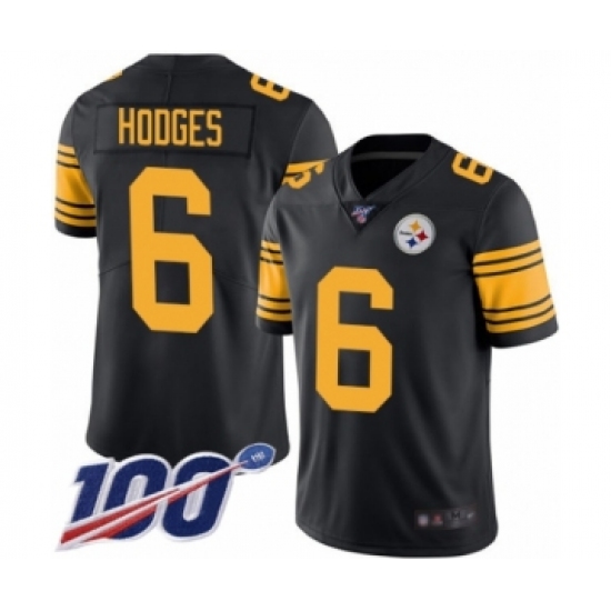 Men's Pittsburgh Steelers 6 Devlin Hodges Limited Black Rush Vapor Untouchable 100th Season Football Jersey