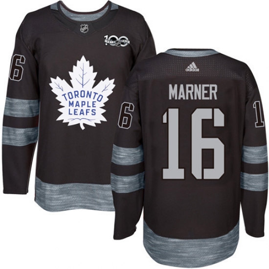 Men's Adidas Toronto Maple Leafs 16 Mitchell Marner Authentic Black 1917-2017 100th Anniversary NHL Jersey