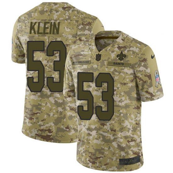 Youth Nike New Orleans Saints 53 A.J. Klein Limited Camo 2018 Salute to Service NFL Jersey