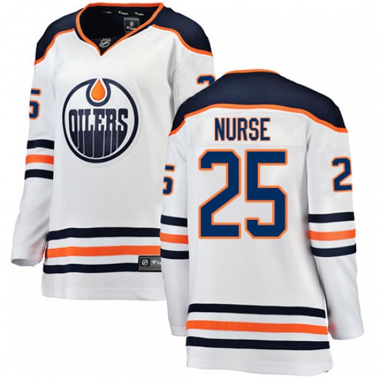 Women's Edmonton Oilers 25 Darnell Nurse Authentic White Away Fanatics Branded Breakaway NHL Jersey