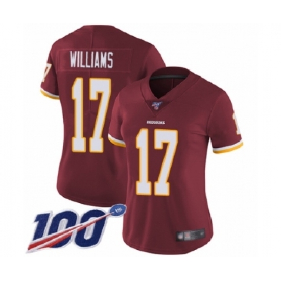 Women's Washington Redskins 17 Doug Williams Burgundy Red Team Color Vapor Untouchable Limited Player 100th Season Football Jersey