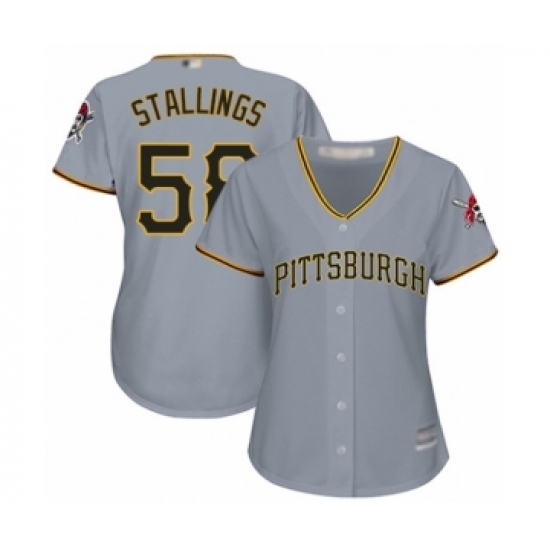 Women's Pittsburgh Pirates 58 Jacob Stallings Authentic Grey Road Cool Base Baseball Player Jersey