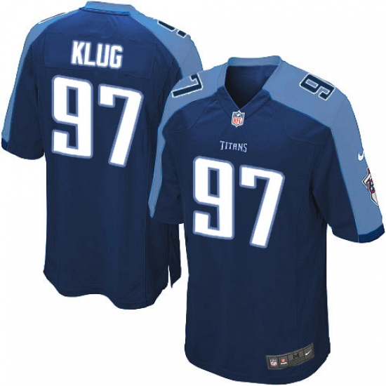 Men's Nike Tennessee Titans 97 Karl Klug Game Navy Blue Alternate NFL Jersey