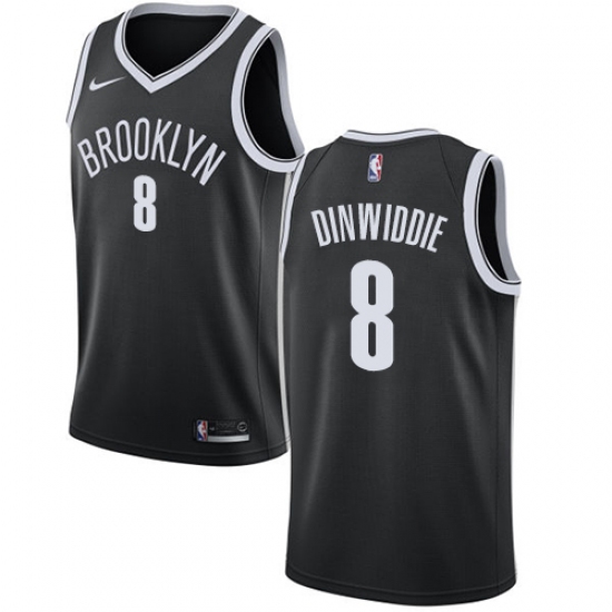 Men's Nike Brooklyn Nets 8 Spencer Dinwiddie Swingman Black NBA Jersey - Icon Edition